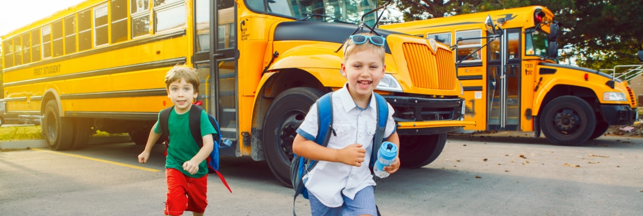 Kids leaving school bus